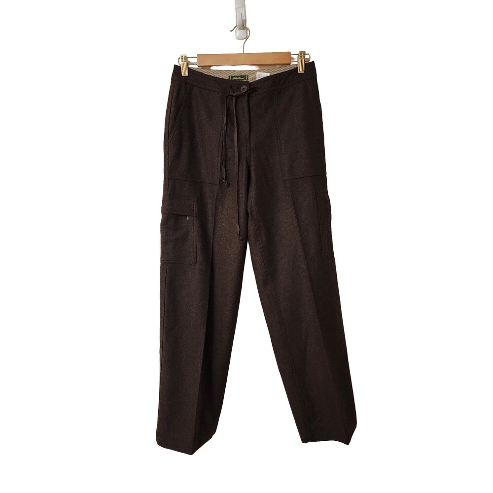 Vintage Eddie Bauer Womens 6 Wool Cargo Pants Flannel Lined Brown Hong Kong
